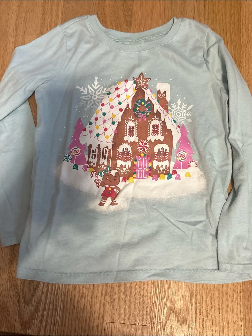 The Children's Place Light Blue Gingerbread House Long-Sleeve Top 4T Shirt